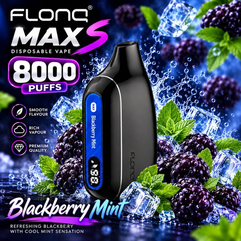 Flonq Max S 8000 Puffs 20mg Disposable Vape Blackberry Mint flavor