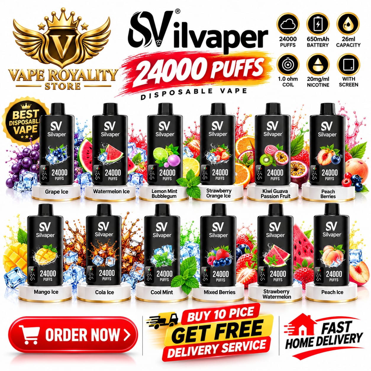 Silvape 24000 Puffs 20mg Best Disposable Vape Silvape 24000 Puffs 20mg Best Disposable Vape